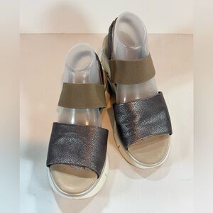 THE FLEXX Pewter and taupe Leather sling back Sandals size 10
